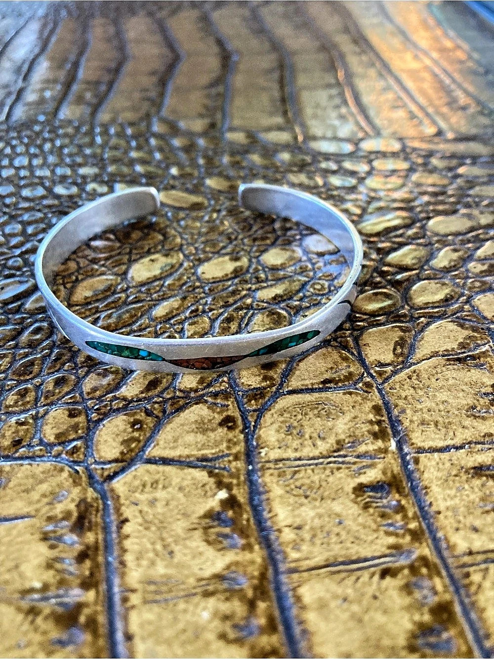 Navajo Turquoise Inlay Cuff Bracelet